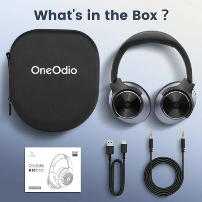 Oneodio A10 Bluetooth 5.4 Headphones - Hybrid Active Noise Cancelling, Hi-Res Audio, Over-Ear Wireless Headset with 5-Mic ANC