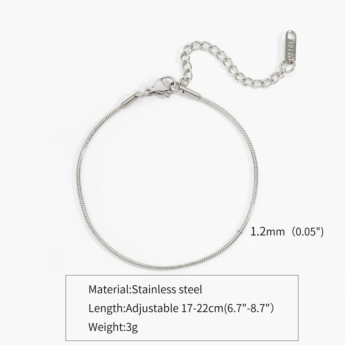 Stainless Steel Silver Snake Bone Chain Bracelet for Men & Women – Non-Fading Hip Hop Open Fashion Wrist Jewelry