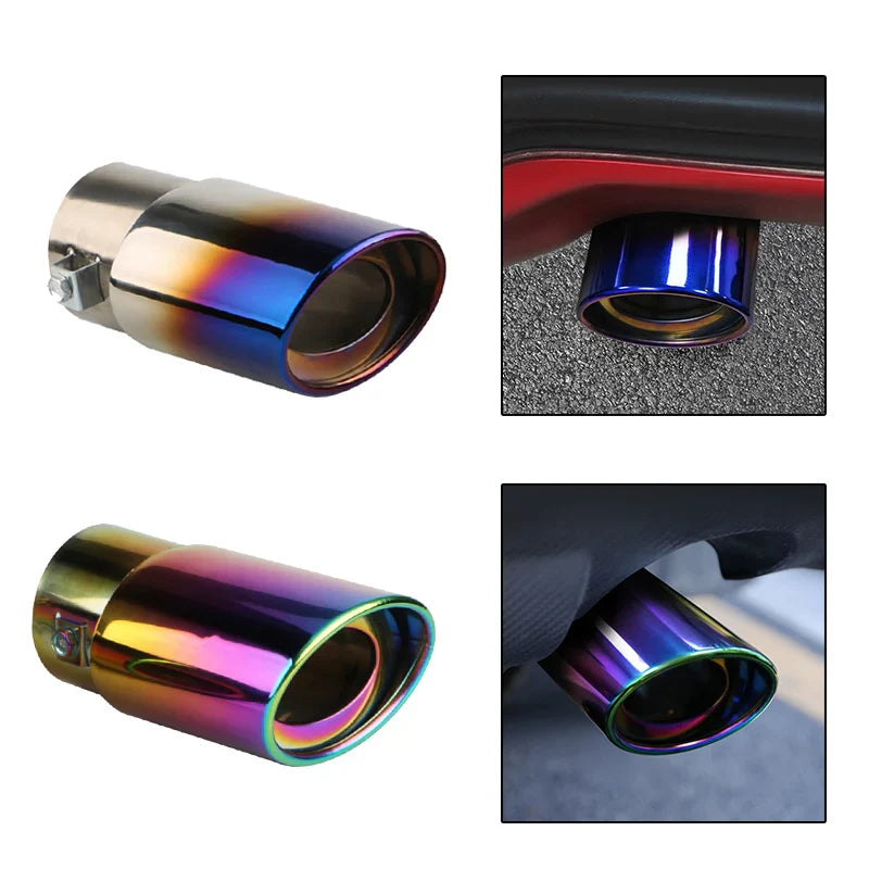 2.5" Stainless Steel Car Exhaust Muffler Tip – Chrome Rear Tail Pipe for Most Cars