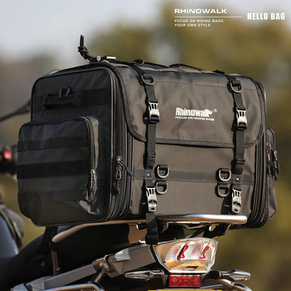 Rhinowalk Waterproof Motorcycle Travel Luggage Bag – 19L–80L Expandable Rear Tail/Trunk Rack Bag for Most Motorcycles