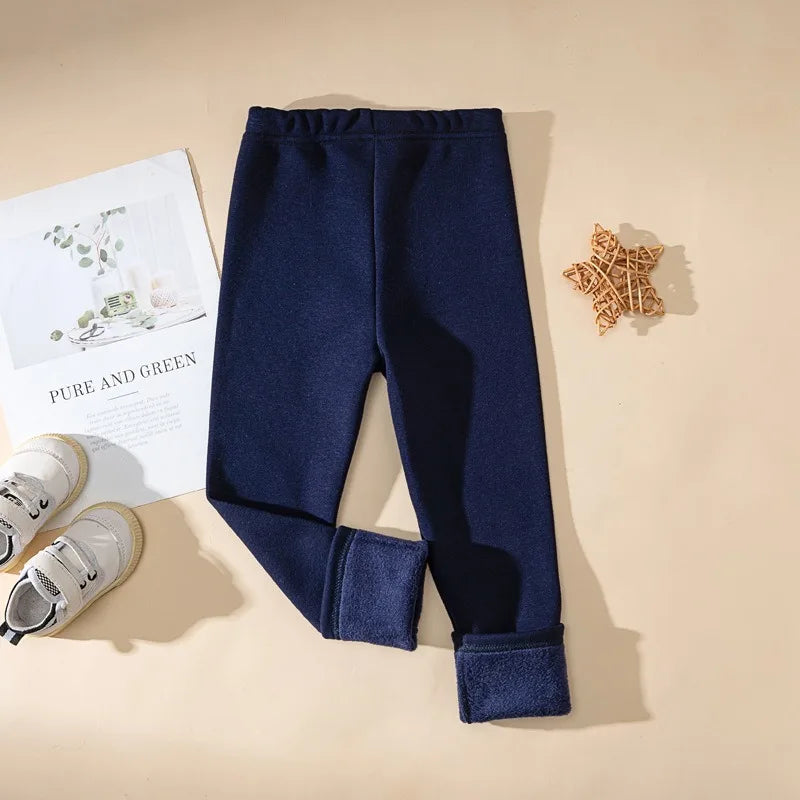 Winter Girls’ Fleece-Lined Thickened Trousers – Slim-Fit, Elastic Candy-Colored Pants to Keep Your Princess Cozy