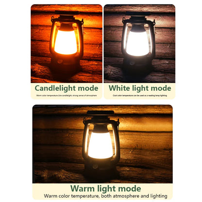 USB Rechargeable Camping Light - Portable Lanterns for Hanging Tent - 3000-5000K Stepless Dimming with Solar Charging