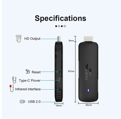 Mortal Q8 Android TV Stick Global Version – Android 14, 8K/4K Streaming, WiFi 6, Voice Remote, Netflix & YouTube Compatible