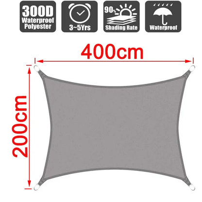 Outdoor Waterproof Sun Shade Sail – Rectangle Canvas Awning for Garden, Terrace, Pool & Car Sun-Shelter