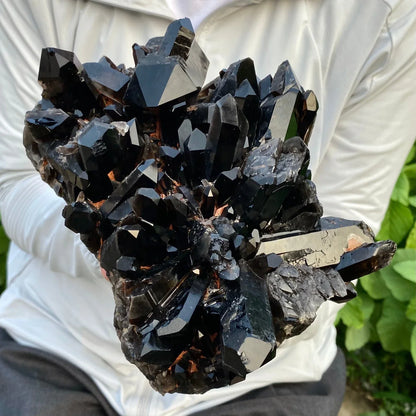 Natural Smoky Black Quartz Crystal Cluster - Large Mineral Specimen & Spiritual Energy Decor