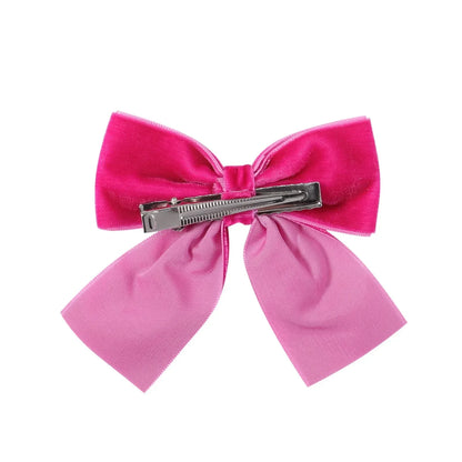 4.3-inch Velvet Bow Hair Clips for Girls – Handmade Barrettes in Black, White, Red, Pink, Blue, Yellow, Kids Hair Accessories