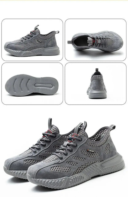 Men’s Summer Work Shoes — Lightweight Breathable Safety Sneakers with Steel Toe Cap