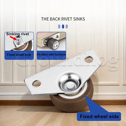 4Pcs Silent Rubber Casters | Low Profile Drawer Wheels for Furniture, Kitchen Cabinets, and Tables - Side Installation Replacement