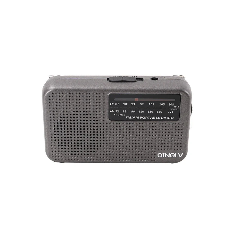 Mini FM/AM Two-Band Radio — 1W Loud Speaker with 3.5mm Headphone Jack & 180° High-Performance Antenna for Home Use