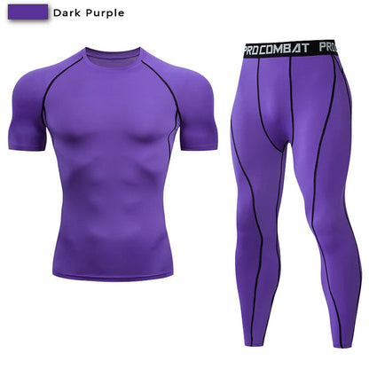 2-Piece Men’s Compression Sportswear Set — Gym, Yoga, Workout & Jogging Tracksuit