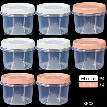8Pcs 500ml Food Storage Containers - Round Sealed Fresh Keeping Boxes for Refrigerator, Fruits, Snacks & Microwave Heating