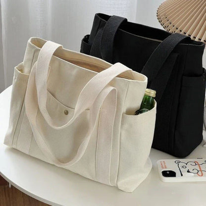 Large Capacity Canvas Tote Bag: Ideal for Work, Commuting, College Style - Student Shoulder Bag for Books & Outfits