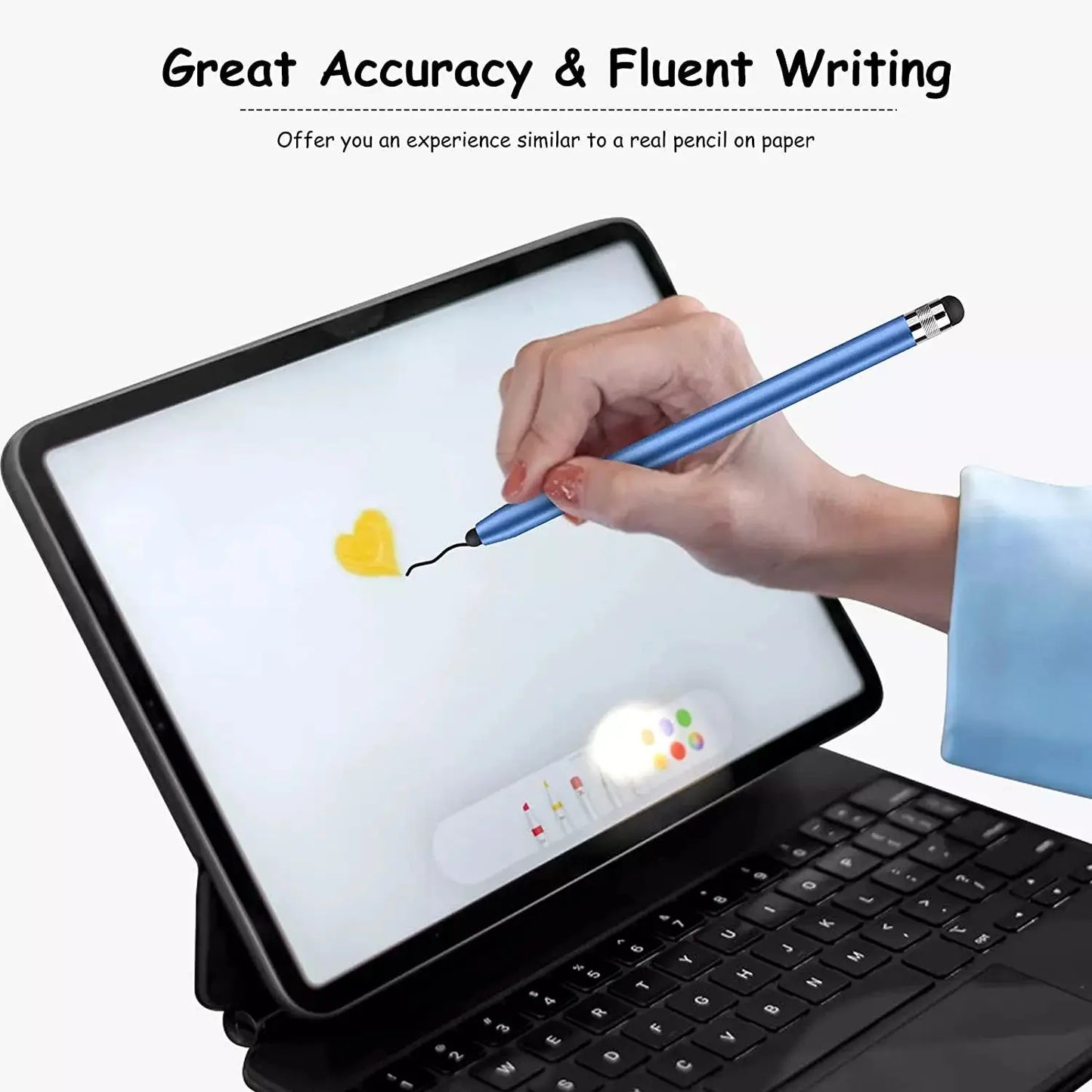Universal Touch Pen for Tablets - Dual Silicone Head Capacitive Stylus for iPad and Android Smartphones