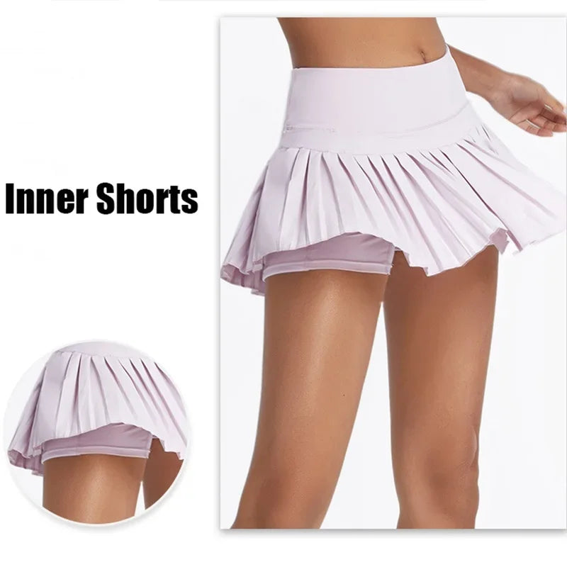 Women’s Cloud Rise High Waist Tennis Skort – Pleated Pocket Sports Skirt for Golf, Running & Gym XS-XXL