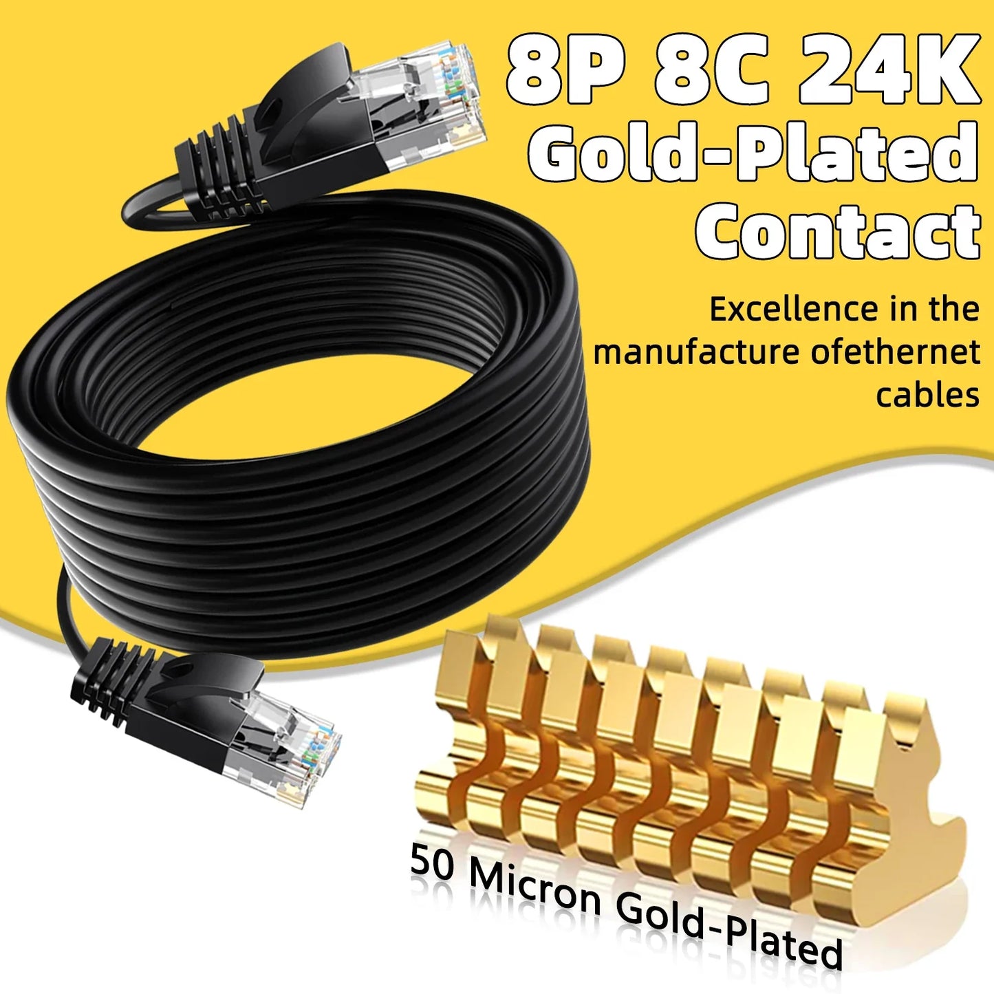 Ultra Slim Cat6A Ethernet Cable – 10Gbps 550MHz UTP LAN Patch Cable for Router & Modem