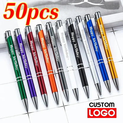 50PCS Custom Metal Ballpoint Pens — Personalized Engraved Logo Advertising Pen, Ideal Gift and Promotional Item