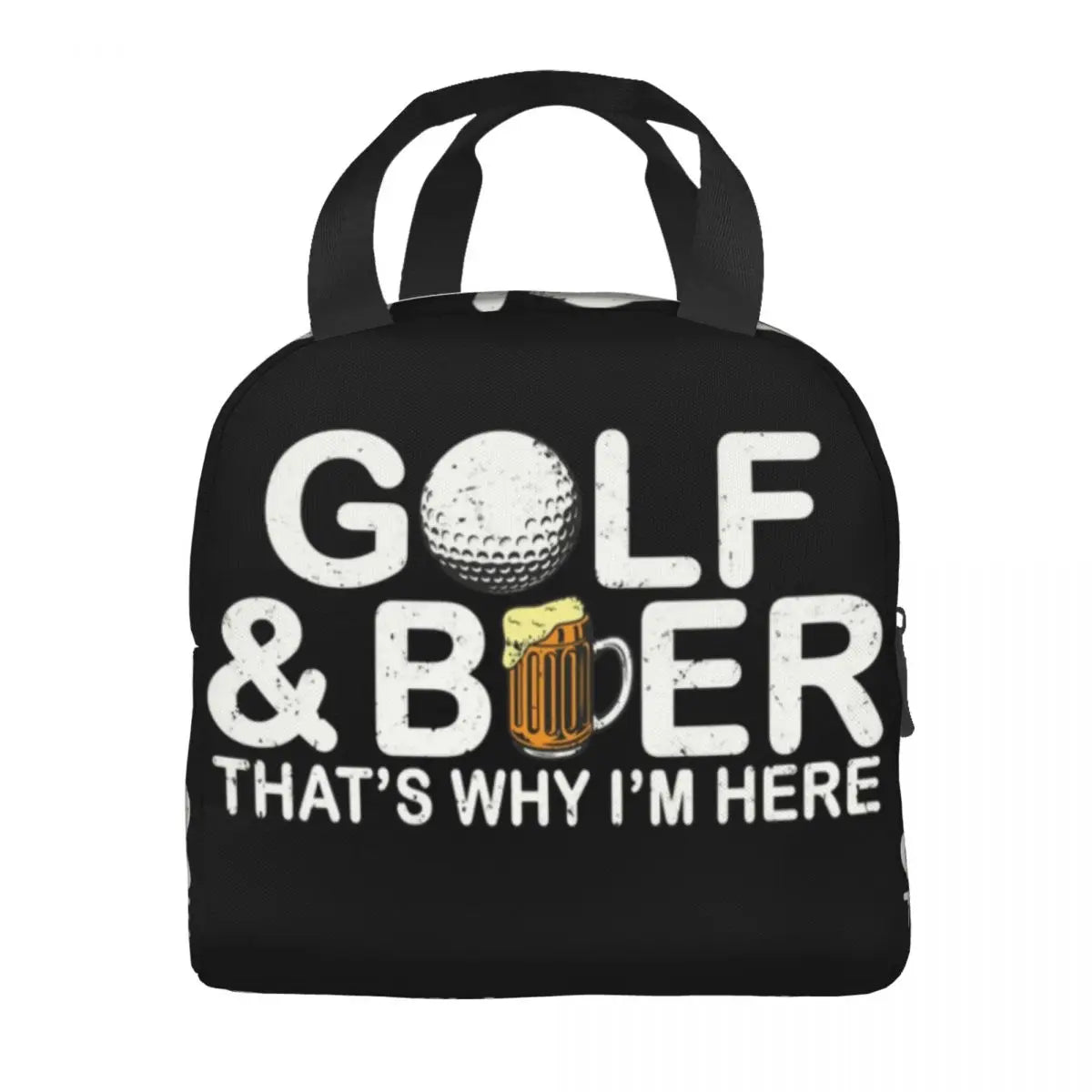 Golf & Beer Insulated Lunch Bag - Reusable Thermal Cooler for Work, School & Sports