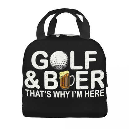 Golf & Beer Insulated Lunch Bag - Reusable Thermal Cooler for Work, School & Sports