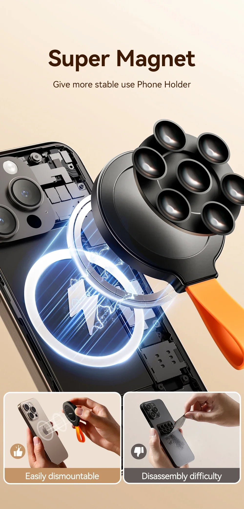 Joyroom Magnetic Suction Cup Phone Mount – Hands-Free Mirror Shower Stand, Silicone Case Holder for iPhone 16 ProMax