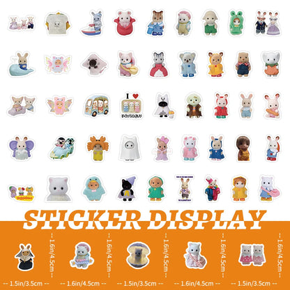 100/200pcs Calico Critters Stickers — Waterproof Cartoon Decals for Laptops, Scrapbooks, Skateboards & Kids’ Decor