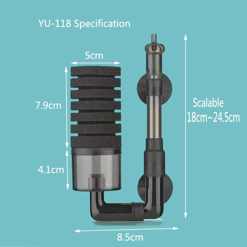 Aquarium Sponge Filter with Air Pump – Bio Skimmer & Biochemical Filter for Fish Tanks