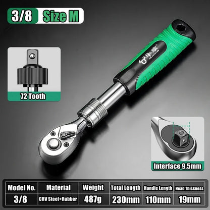 # Telescopic Ratchet Wrench Set - 72-Tooth Quick Release Adjustable Head Tool for Automotive Repair