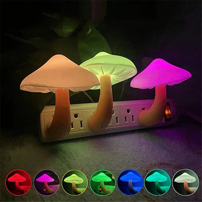 Mushroom Shape LED Night Light – Automatic Light Sensor Wall Lamp for Bedroom & Toilet Ambient Home Decor