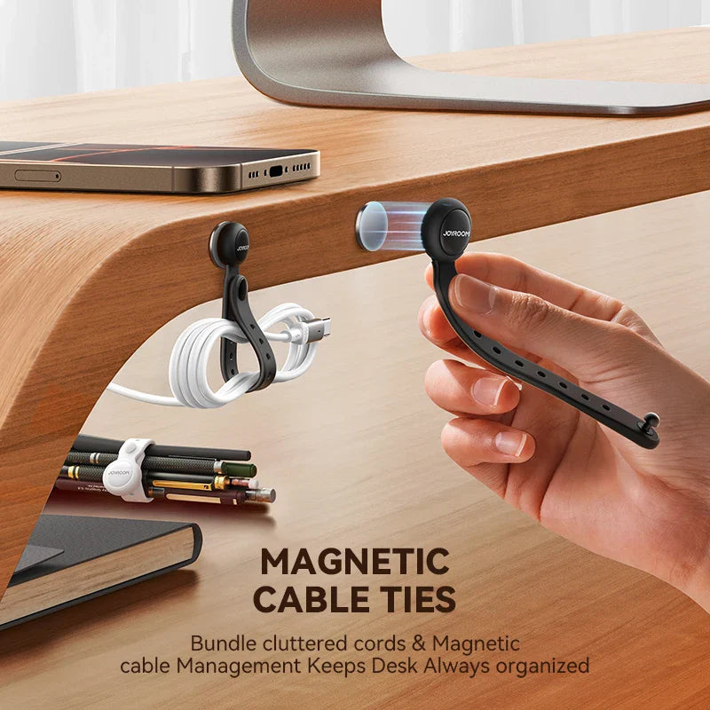 Joyroom Magnetic Cable Management Ties – 12/6PCS Adjustable Wire Organizer with Hook & Loop Straps for Home