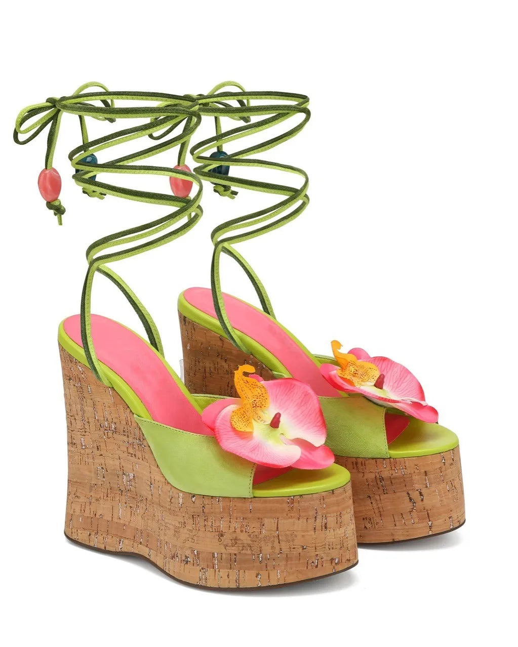 Summer Platform Wedge Sandals for Women – Open Toe Waterproof Thick Sole Heels with Flower Lace for Party & Wedding