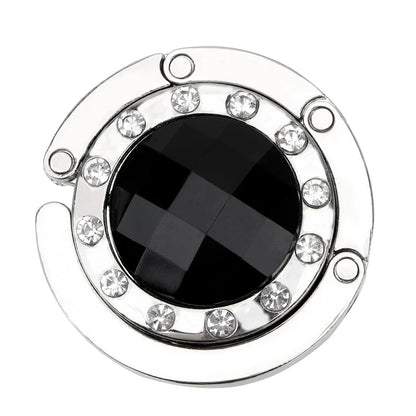 Crystal Alloy Foldable Table Hook: Round Portable Desk Hanger for Hanging Purse Bag