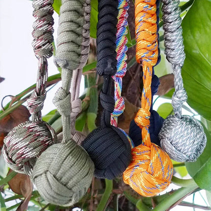 Black Monkey Fist Steel Ball – Outdoor Self-Defense Keychain for Survival & Personal Protection