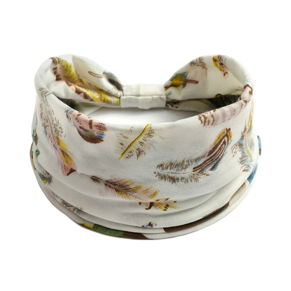 Bohemian Wide Cotton Stretch Headband for Women – Turban Headwrap, Bandage Hairband, Bandana Hair Accessories