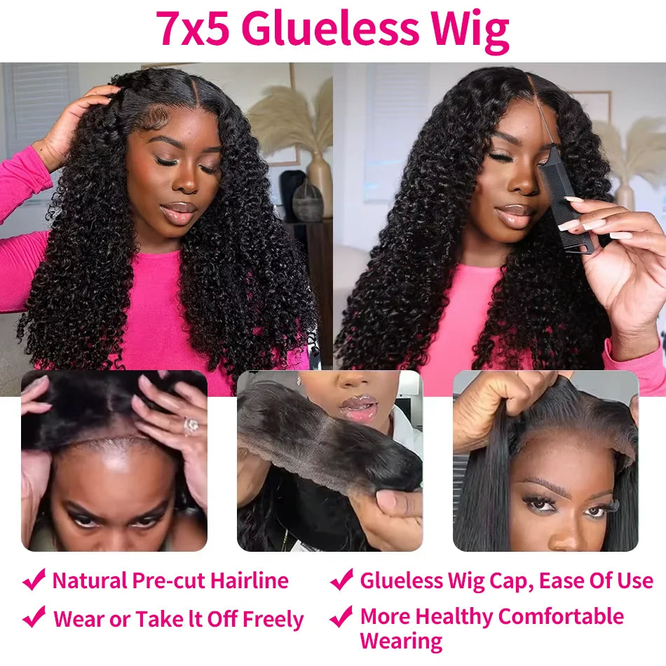 Water Wave Glueless Human Hair Wig – 13x6 HD Frontal, 250% Deep Wave Lace Front & 7x5 HD Lace Closure Wig Sale
