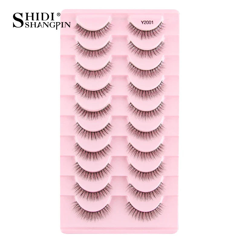 SHIDISHANGPIN 5/10 Pairs Cat Eye False Lashes – 3D Mink Half Lashes, Eyelash Extensions for Natural Makeup, Faux Cils Maquiagem