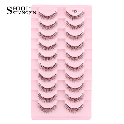 SHIDISHANGPIN 5/10 Pairs Cat Eye False Lashes – 3D Mink Half Lashes, Eyelash Extensions for Natural Makeup, Faux Cils Maquiagem