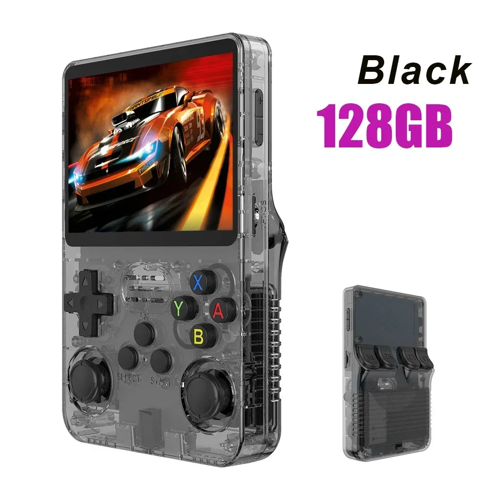 128GB Open Source R36S Video Game Console – Linux System, 3.5 Inch IPS Screen, Orange Portable Pocket Player, 64GB of Best Games