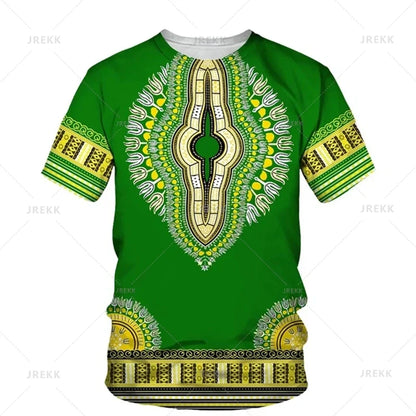 Summer African Dashiki 3D Print T-Shirt - Harajuku Ethnic Pattern Streetwear Tee for Men and Kids