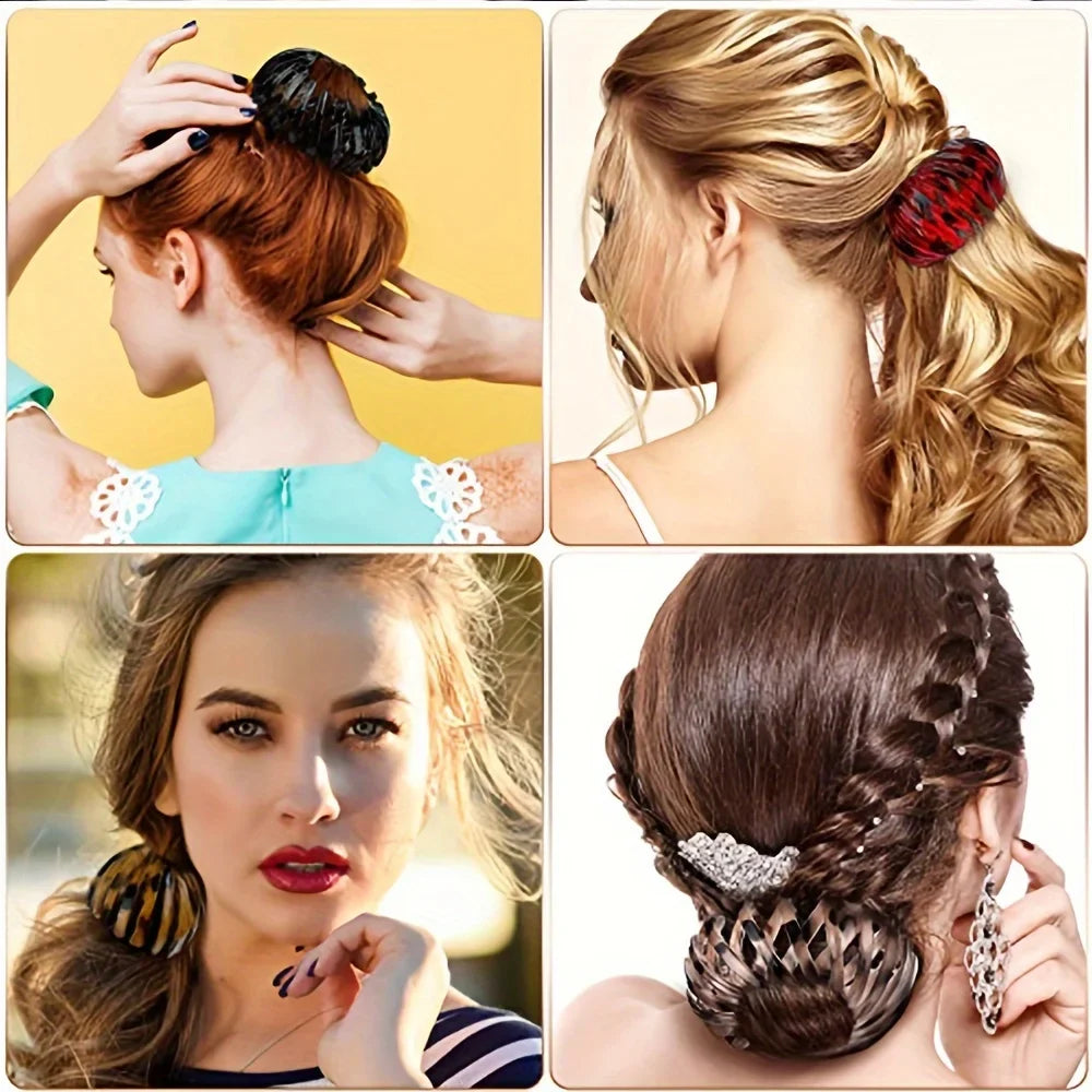 Bird’s Nest Magic Hair Clip – Fashionable Ponytail & Round Bun Hairband, Retro Geometric Elastic Hair Accessory for Women