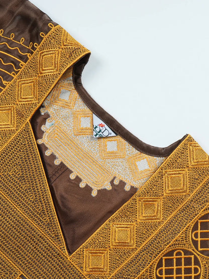 Women’s African Dashiki Ankara Maxi Dress - Traditional Embroidery Gown, Abaya & Muslim Kaftan Robe