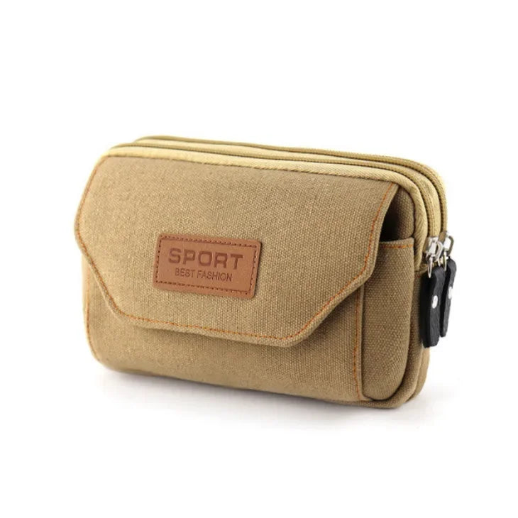 6.5" Men’s Canvas Waist Pack – Soft Pouch Belt Bag for Running, Travel & Camping