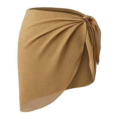 Women's Summer Sheer Sarong Cover-Up - Solid Chiffon Bikini Wrap Beach Skirt