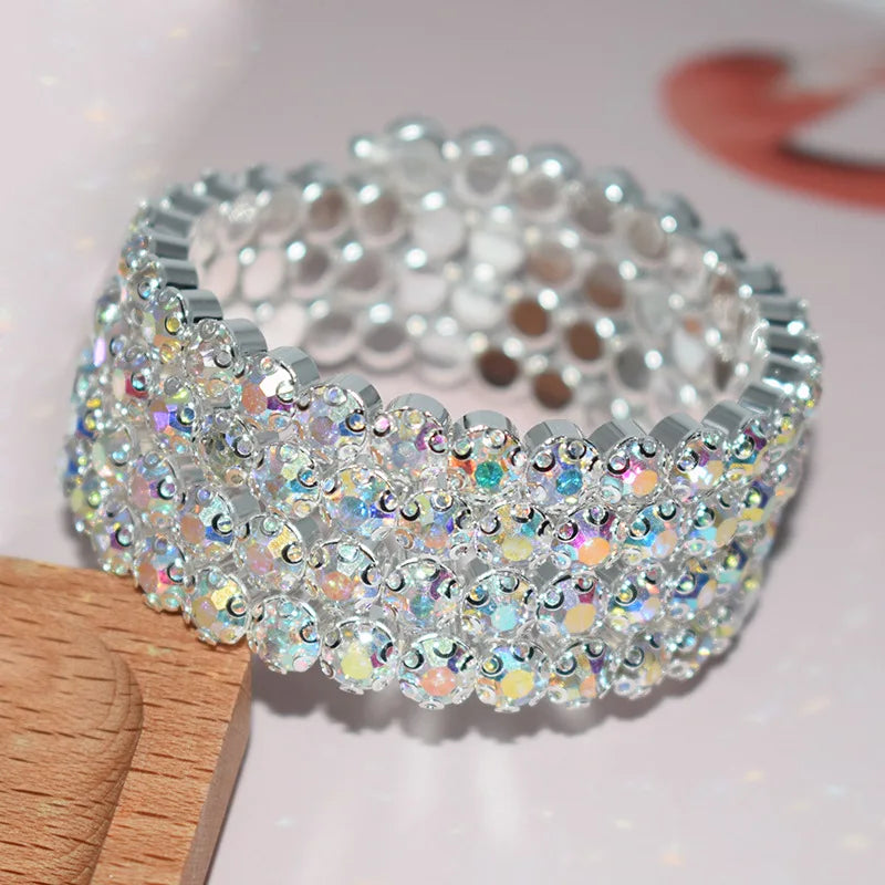 Women’s Rhinestone Crystal Bracelet - Glamorous Statement Jewelry for Stage & Special Events