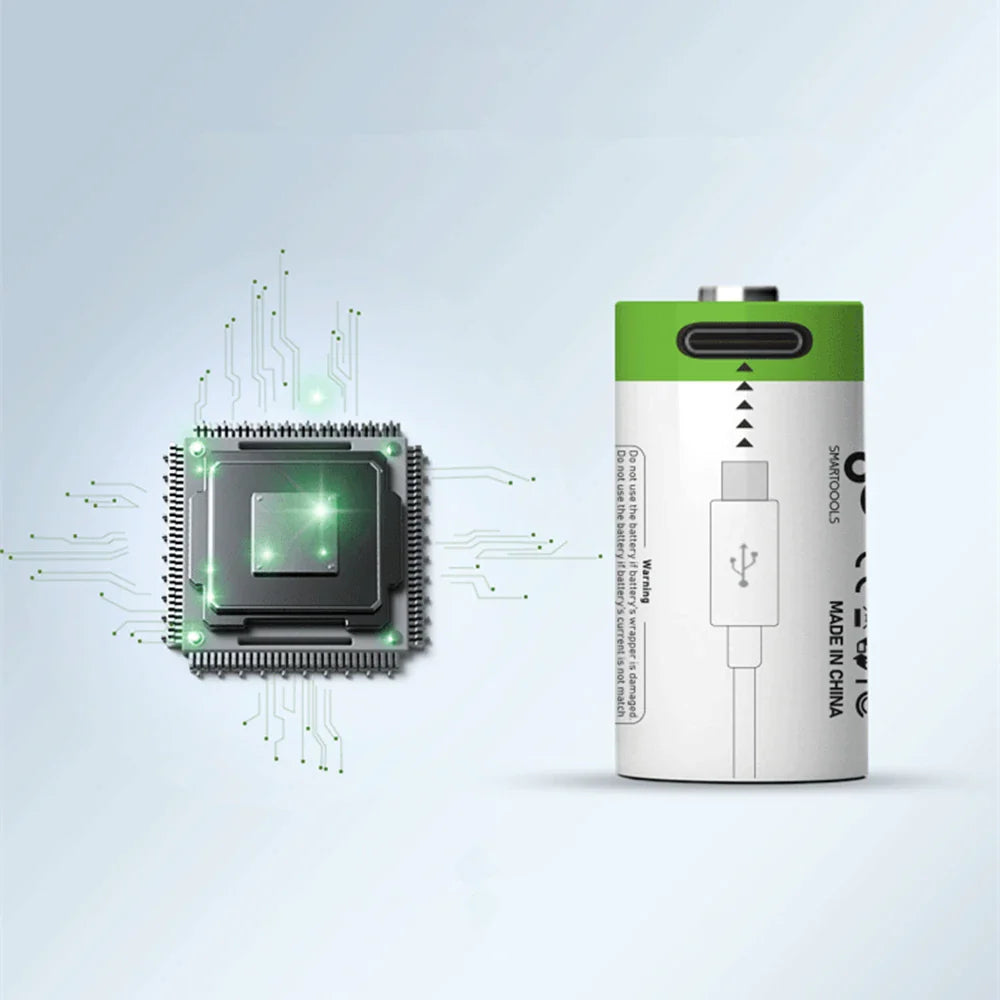 3.7V CR2 300mAh Rechargeable Lithium Battery — USB Type-C Sensor Charging Battery