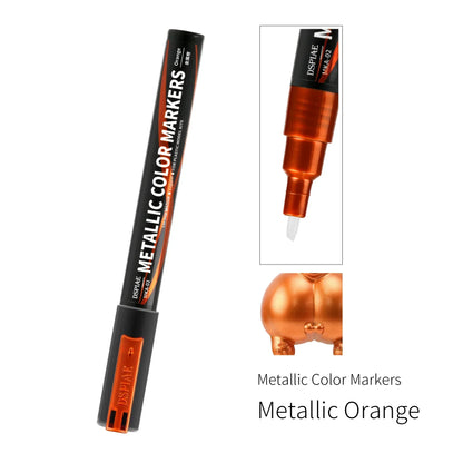 DSPIAE MKA Super Metallic Brush Pen – 12 Water-Based Colors with Soft Tip for Gundam & Mecha Model DIY Hobby