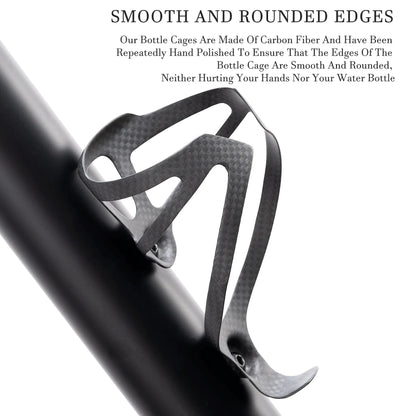 3K Carbon Fiber Bicycle Water Bottle Cage: Matte Black Holder for MTB and Road Bikes, Lightweight (16±2g), No Logo