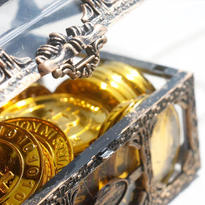 Transparent Pirate Treasure Box - Crystal Gem Jewelry Storage Organizer Chest for Trinkets & Accessories