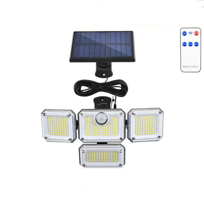 Outdoor 122 LED Solar Motion Sensor Flood Light, 4-Head 3000 Lumens Waterproof Security Lamp with 270° Wide Lighting Range