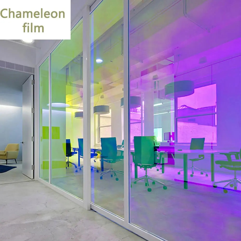 Iridescent Window Film - 2/3/5 Meter PVC Transparent Rainbow Color Glass Vinyl, Holographic Glossy Colorful Window Tint for Home