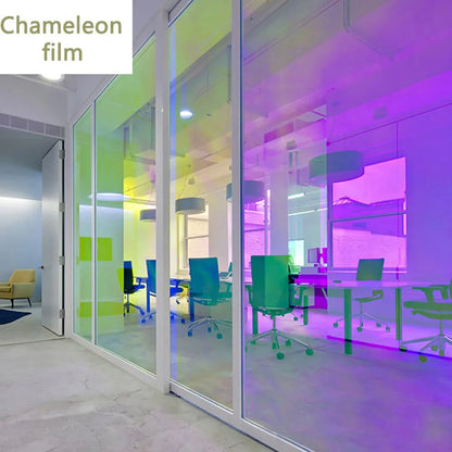 Iridescent Window Film - 2/3/5 Meter PVC Transparent Rainbow Color Glass Vinyl, Holographic Glossy Colorful Window Tint for Home