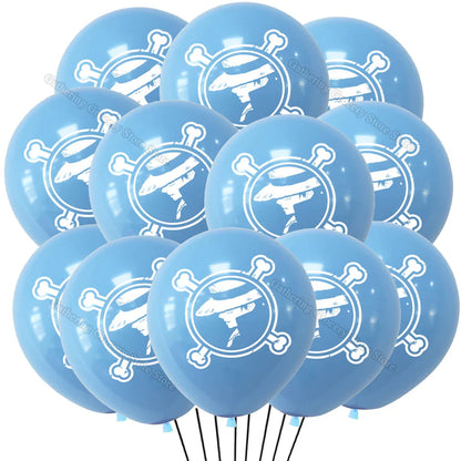 12/24Pcs One Piece Luffy Pirate Flag Balloons – Latex Helium Party Decorations for Kids' Birthday